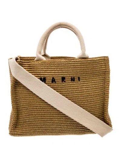 Pre-owned Marni Raffia Top Handle Bag In Brown