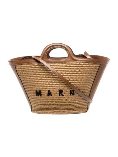 Pre-owned Marni Raffia Top Handle Bag In Neutral