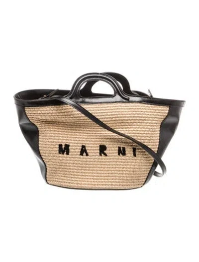 Pre-owned Marni Raffia Top Handle Bag In Neutrals