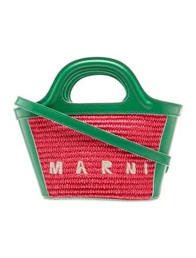 Pre-owned Marni Raffia Top Handle Bag In Red