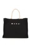 Marni Women Raffia Effect Fabric Small Tote Bag In Black