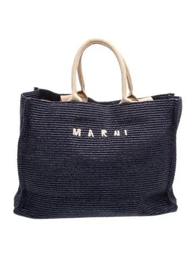 Pre-owned Marni Raffia Tote In Blue