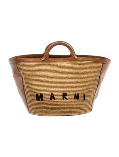 Pre-owned Marni Raffia Tote In Brown/neutrals