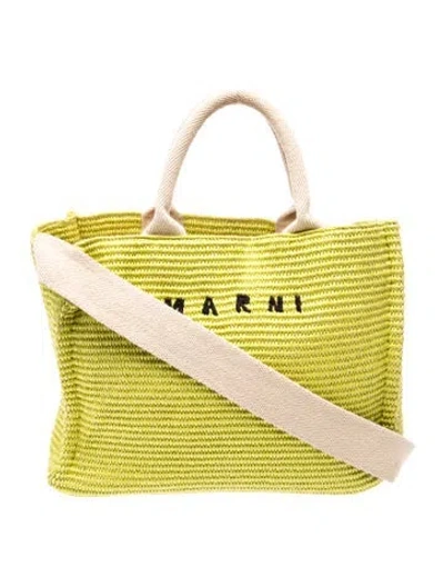 Pre-owned Marni Raffia Tote In Green