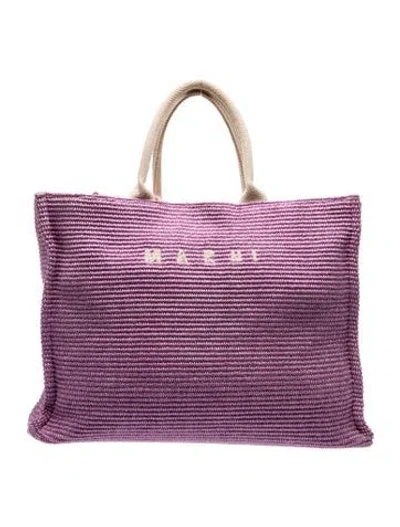 Pre-owned Marni Raffia Tote In Purple
