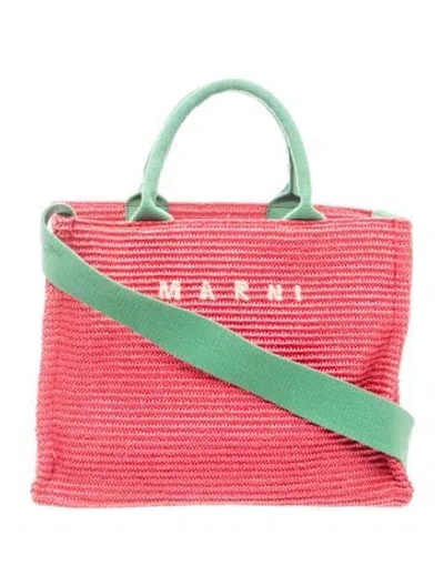 Pre-owned Marni Raffia Tote In Red