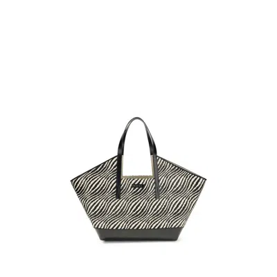 Marni Raffia-effect Two-tone Shoulder Bag  Black