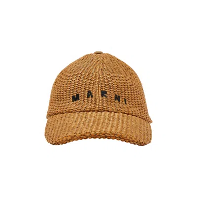 Pre-owned Marni Rafia Hat 'caramel' | Brown | Men's Size Onesize
