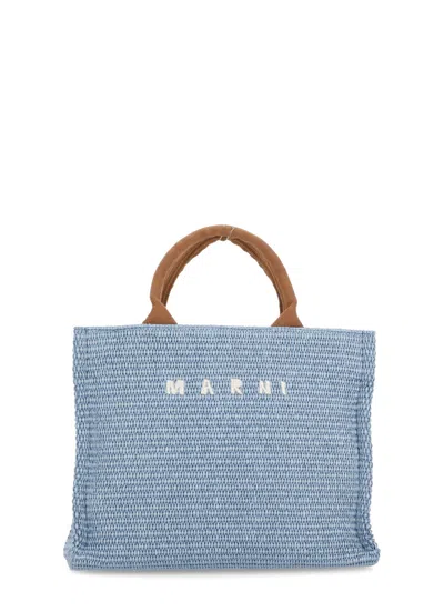 Marni Rafia Shopping Bag In Blue