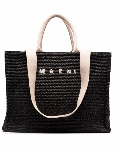 Marni Rafia Tote Bag Woman Black In Pink