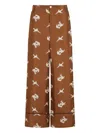 Marni Raven-print Wide-leg Trousers In Brown