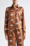 Marni Ravens Silk Twill Button-up Shirt In Brown