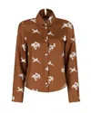 Marni Ravens Silk Twill Button-up Shirt In Brown