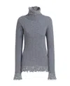 Marni Raw-cut Edge High-neck Knitted Jumper In Gray