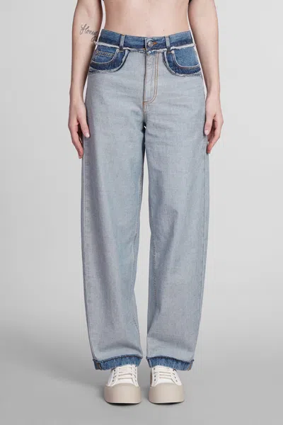 Marni Panelled Mid-rise Wide-leg Jeans In Azure