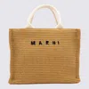 Marni Raw Sienna Cotton Tote In Brown