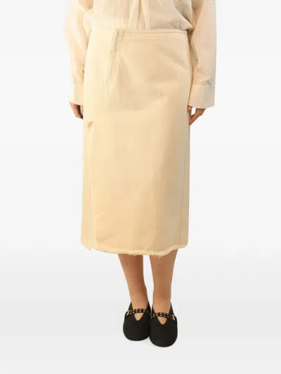 Pre-owned Marni Raw-edge Midi Skirt In Neutral