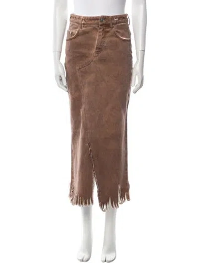 Pre-owned Marni Raw-edge Trim Midi Length Skirt In Brown