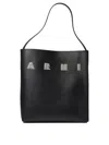 Marni Rectangular Black Vitello Leather Shoulder Bag In Black