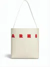 Marni Rectangular Calf Leather Shoulder Bag In White