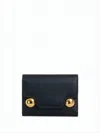 Marni Rectangular Calf Leather Wallet With Gold-tone Accents In Black