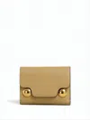 Marni Rectangular Calf Leather Wallet With Gold-tone Accents In White