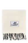 Marni Rectangular Creamy Off-white Scarf With Fringed Edges In Neutral
