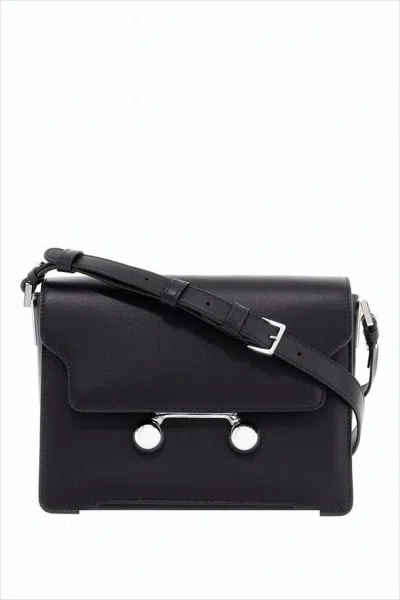 Marni Rectangular Crossbody Bag In Smooth Calf Leather In White