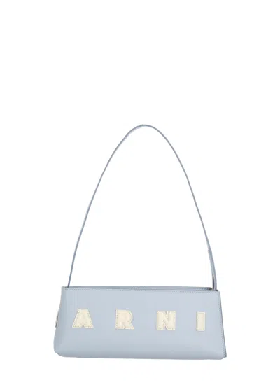 Marni Rectangular Light Blue Leather Museo Baguette Bag