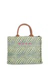 Marni Rectangular Shopping Bag With Contrasting Logo And Striped Pattern In Multi