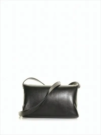 Marni Rectangular Smooth Leather Shoulder Bag With Design In White