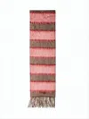 Marni Rectangular Striped Scarf In Muted Pink And Brown Tones In Brown