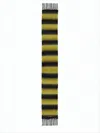 Marni Rectangular Striped Scarf With Fringed Edges In Green