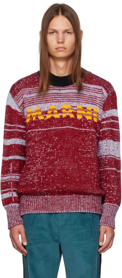 MARNI RED & BLUE JACQUARD CREWNECK