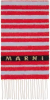 Marni Red & Blue Striped Alpaca Scarf In Str67 Tulip