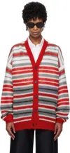 Marni Gestreifter Cardigan Mit V-ausschnitt In Stn62 Neutral Grey