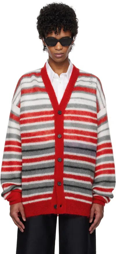 MARNI RED & GRAY FUZZY WUZZY CARDIGAN