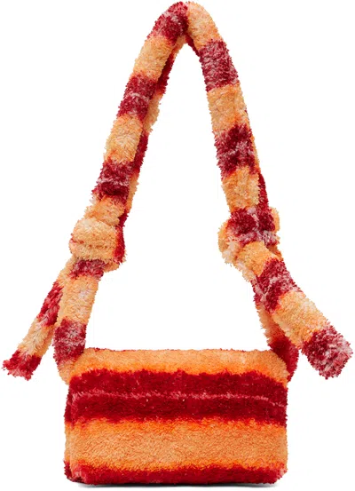 Marni Small Prisma Terry-cloth Bag In Zo548 Red/chili/ligh
