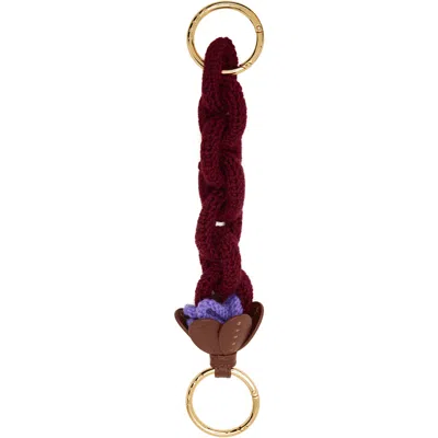 Marni Red And Purple Wool Crochet Keyring In Burgundy