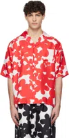 Marni Cotton Jacket With Collared Neck And Floral Pattern In Dir63 Crimson