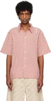 Marni Red & White Gingham Seersucker Shirt In Chr63 Crimson