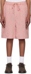 Marni Checked Seersucker Bermuda Shorts In Chr63 Crimson