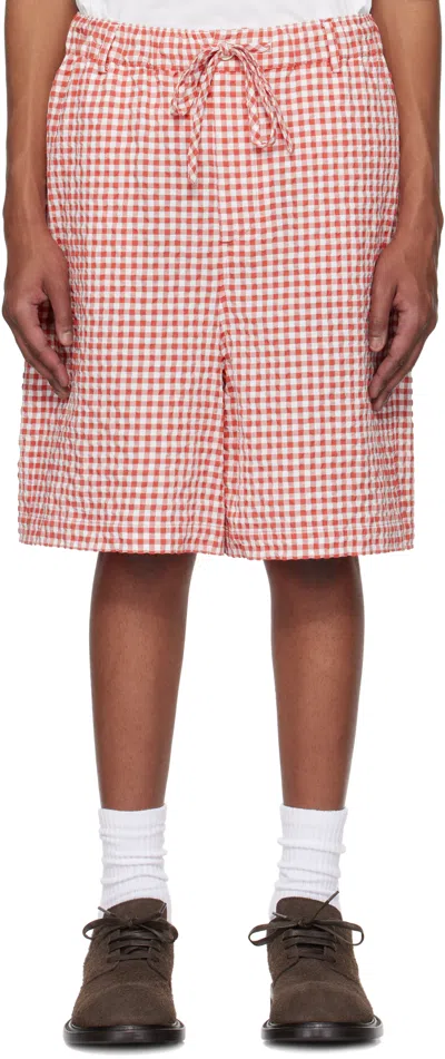 Marni Red & White Gingham Shorts In Multi