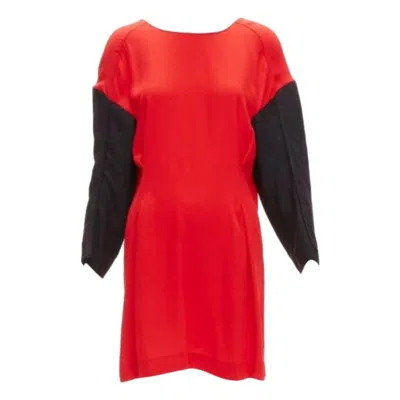 Pre-owned Marni Red Black Contrast Cutout Armhole Bateau Tie Back Mini Dress It38 Xs