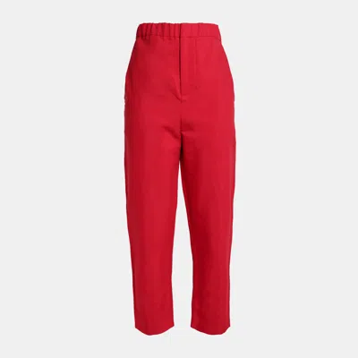 Pre-owned Marni Red Cotton Blend Tapered Pants S (it 38)