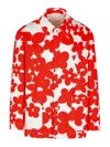 Marni Cotton Jacket With Collared Neck And Floral Pattern In Red