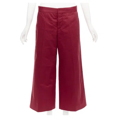 Pre-owned Marni Red Cotton Linen Minimal Classic Wide Cropped Pants It40 S
