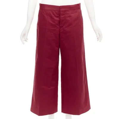 Pre-owned Marni Red Cotton Linen Minimal Classic Wide Cropped Pants It40 S