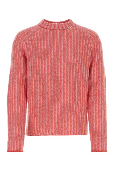 MARNI RED EMBROIDERED WOOL SWEATER