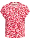 Marni Floral Cap Sleeve Top In Red